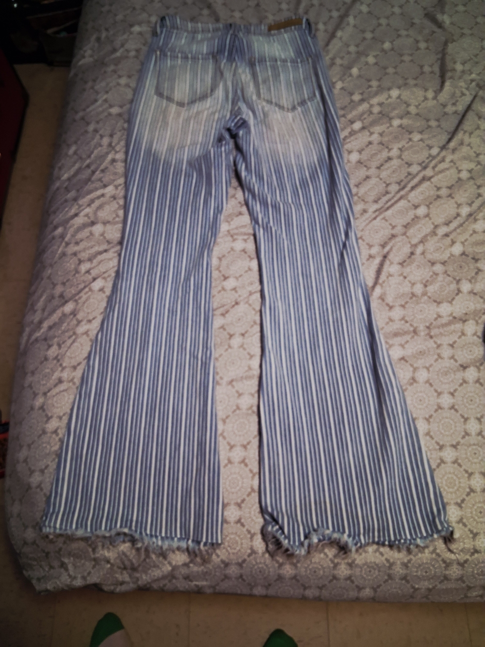 Cello Blue and White Striped Wide Leg Jeans